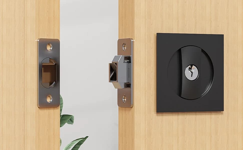 Barn Door Lock | Invisible & Durable Design | 3 Keys & Handle Included - Thumbnail 5