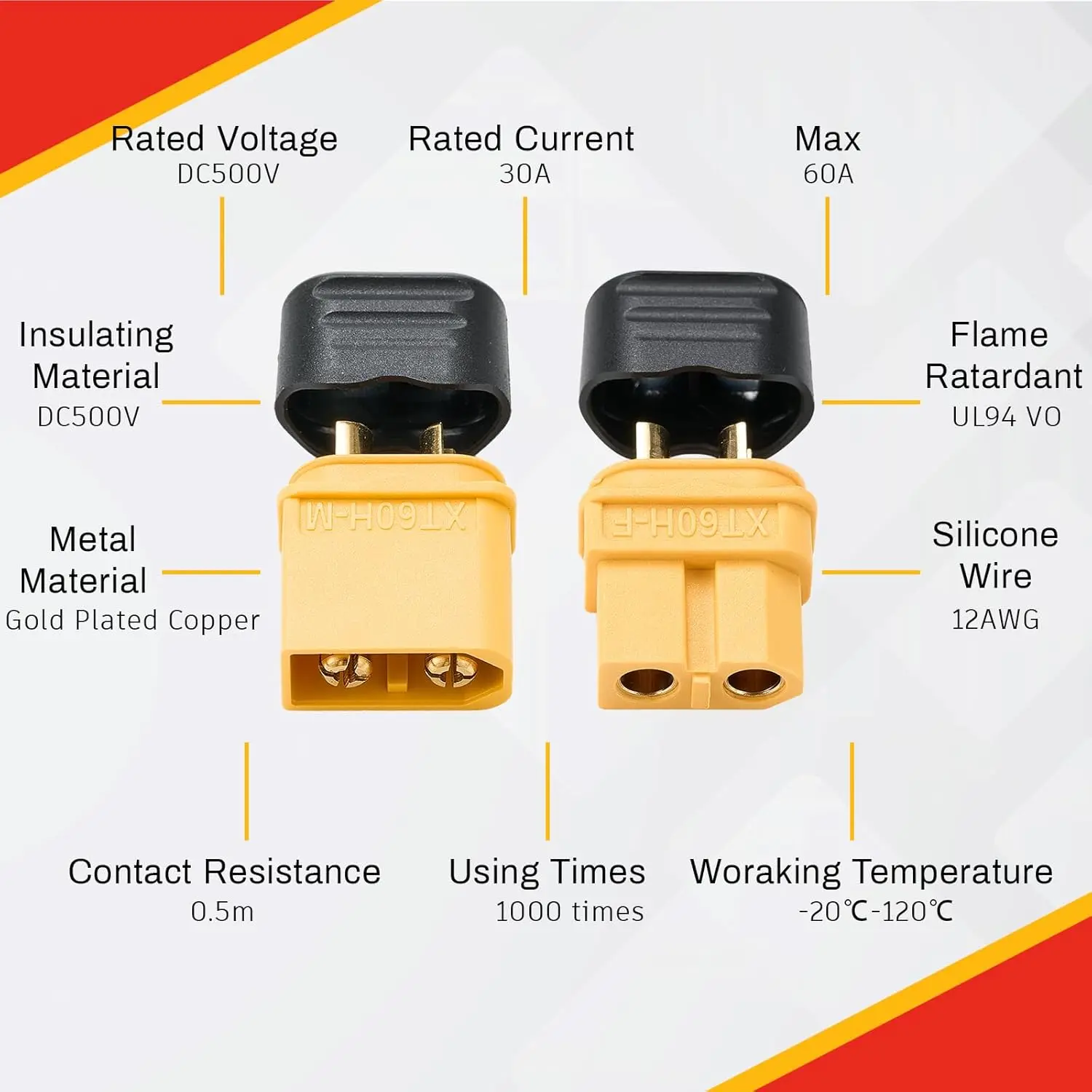 Connector Set | 10-Pair High-Current Bullet Plugs with Sheath for RC & Lithium Battery Applications - Thumbnail 4