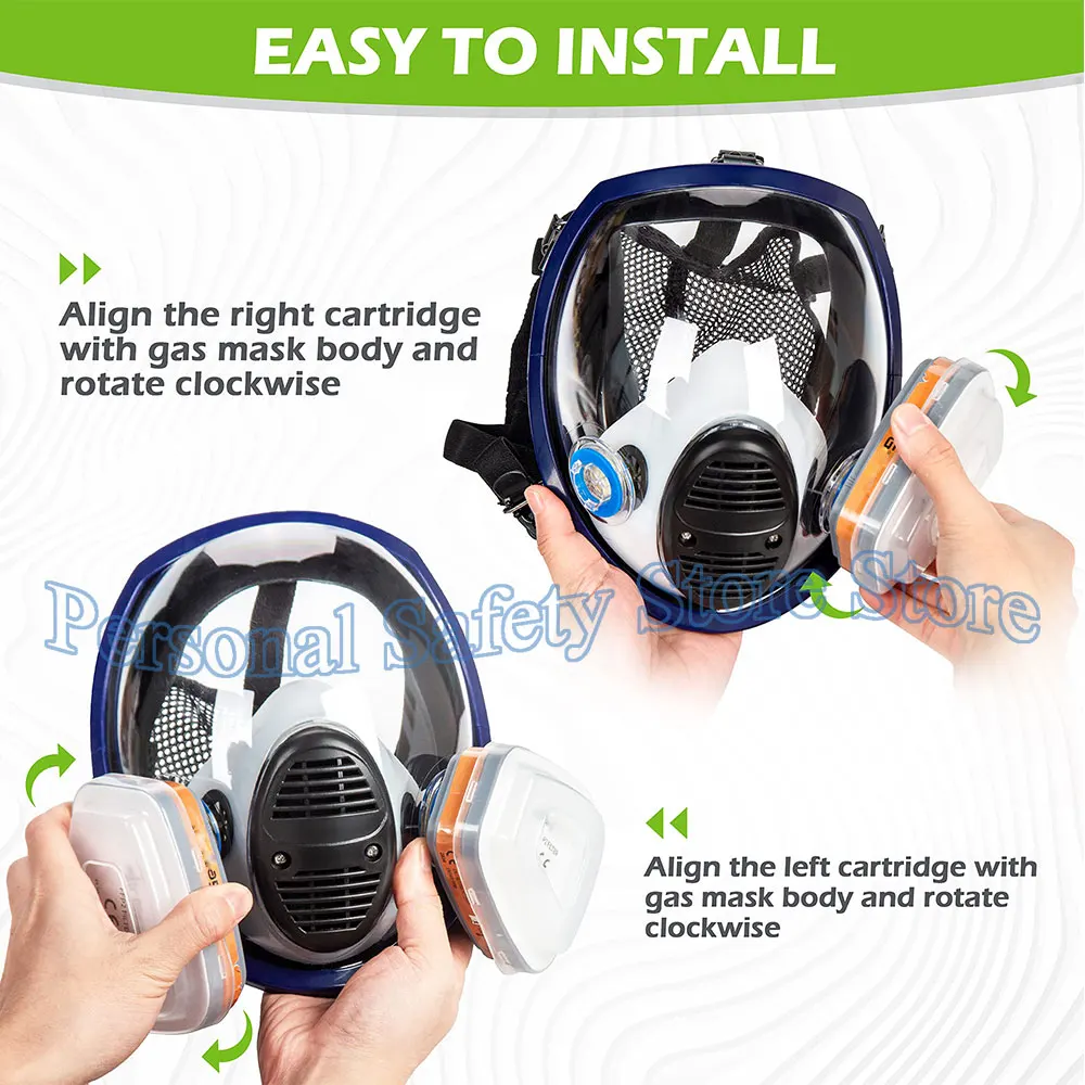 6800 Respirator Full Face Mask Anti-Gas, Anti-Dust | Gas Mask Ideal for Painting/Woodworking/Construction/Sanding/Spraying/DIY - Thumbnail 3