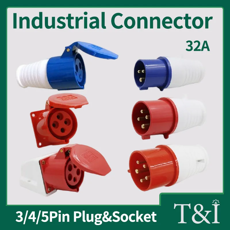 Industrial-Grade 32A Waterproof Panel Mount Socket | 3P/4P/5-Pin IP44 Connector for 220V/380V Systems - Thumbnail 2