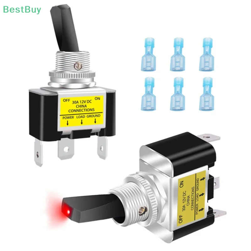 30A 12V Illuminated Toggle Switch | SPST ON/Off Rocker | Automotive & Marine Grade - Thumbnail 4
