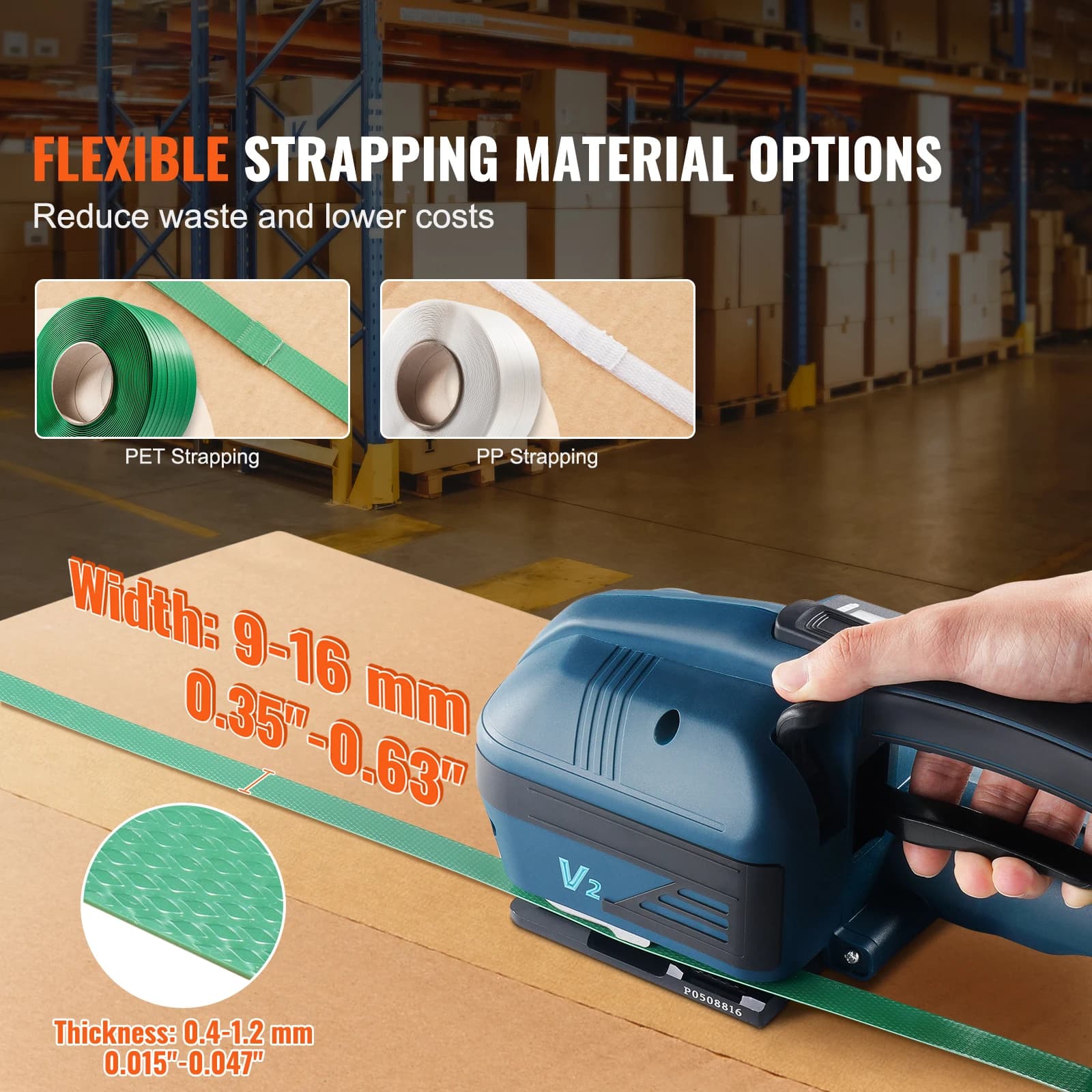 SucceBuy Electric Strapping Machine Portable Battery Powered Automatic Banding Tool for 0.35\ - Thumbnail 2