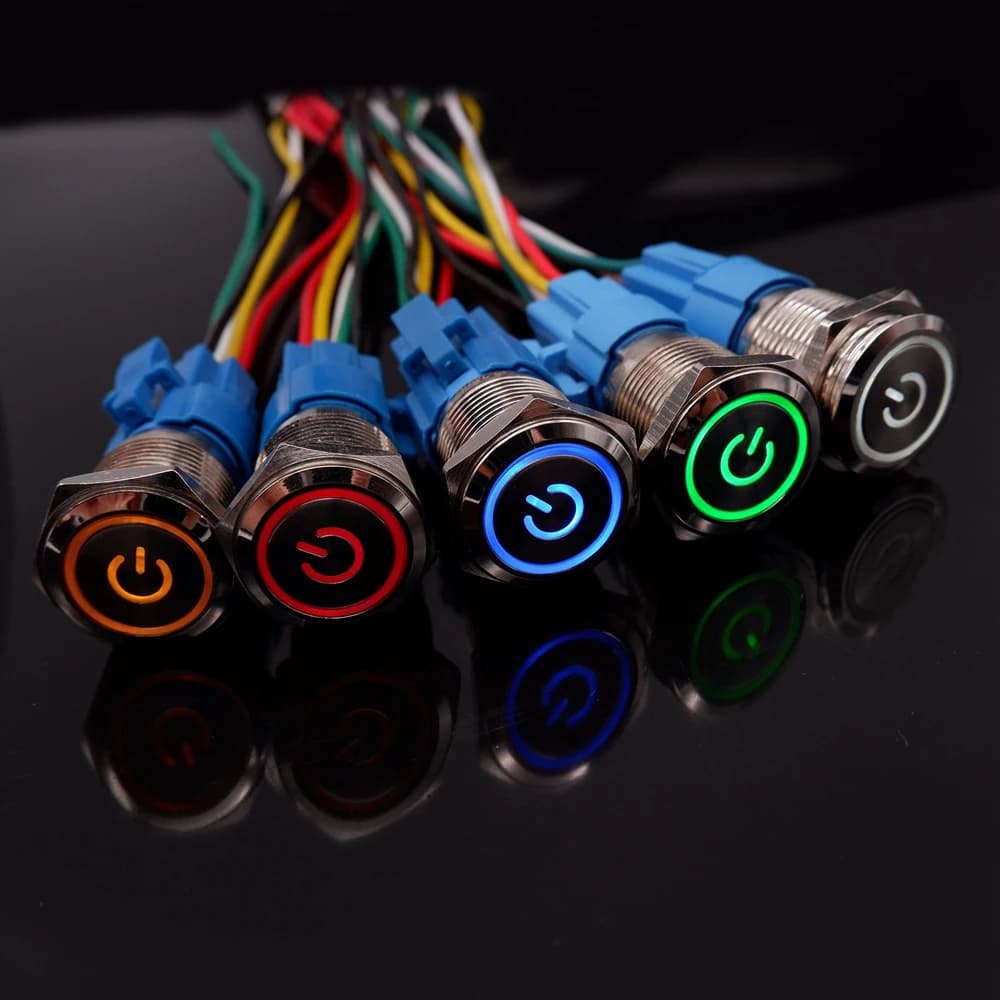 Waterproof Power Switch Kit | 10-Pack 16mm & 19mm Push Buttons | 12V LED & Accessory Control - Thumbnail 3
