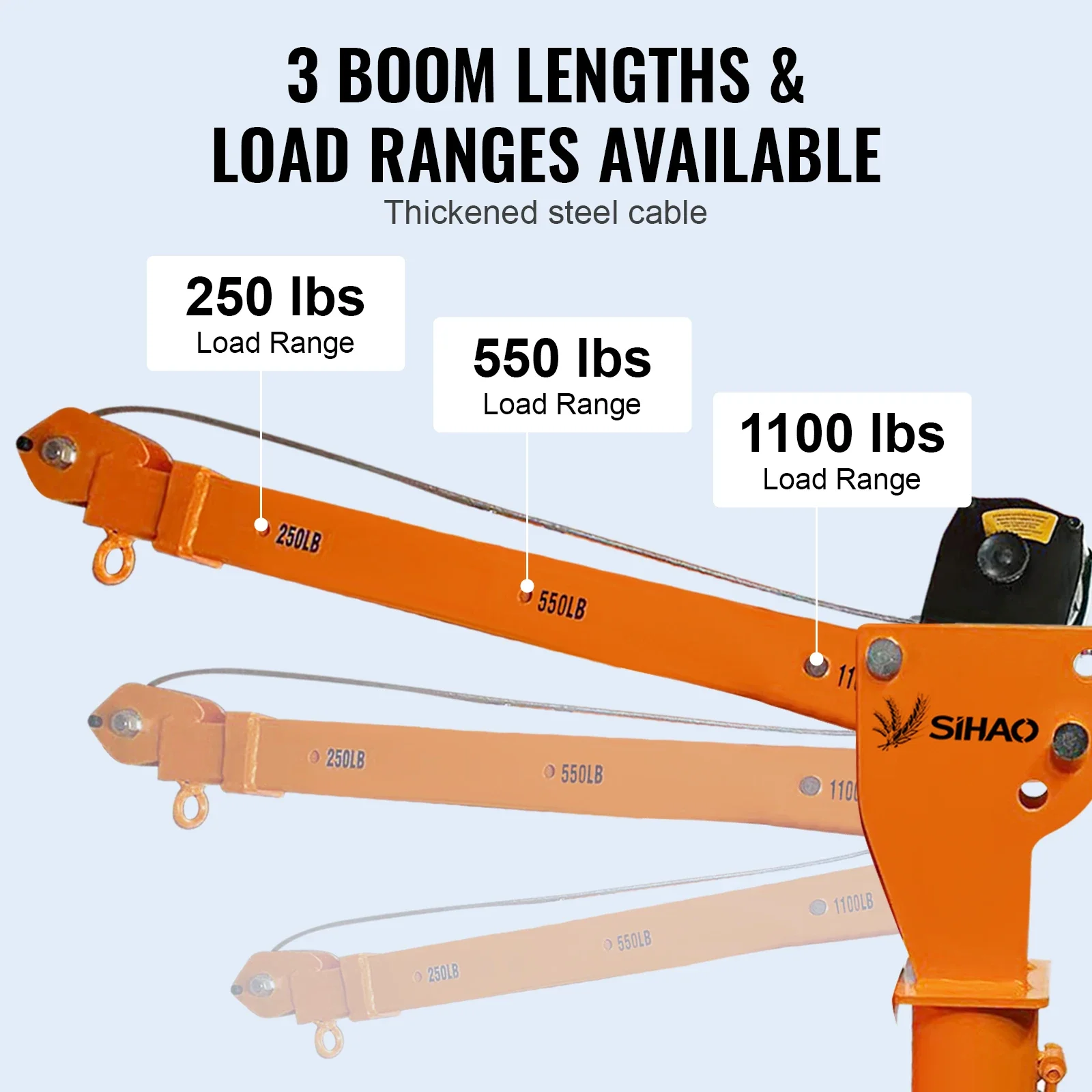3500lb Truck-Mounted Winch | 1100lb Electric Hoist | 360° Swivel & Folding Crane - Thumbnail 4
