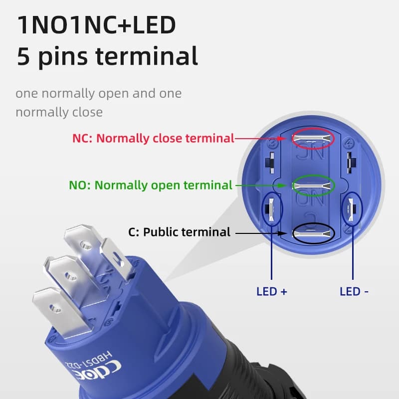 new product 10a high current illumainted 6v 48v plastic push switch latching ip67 button 1no1nc - Thumbnail 2