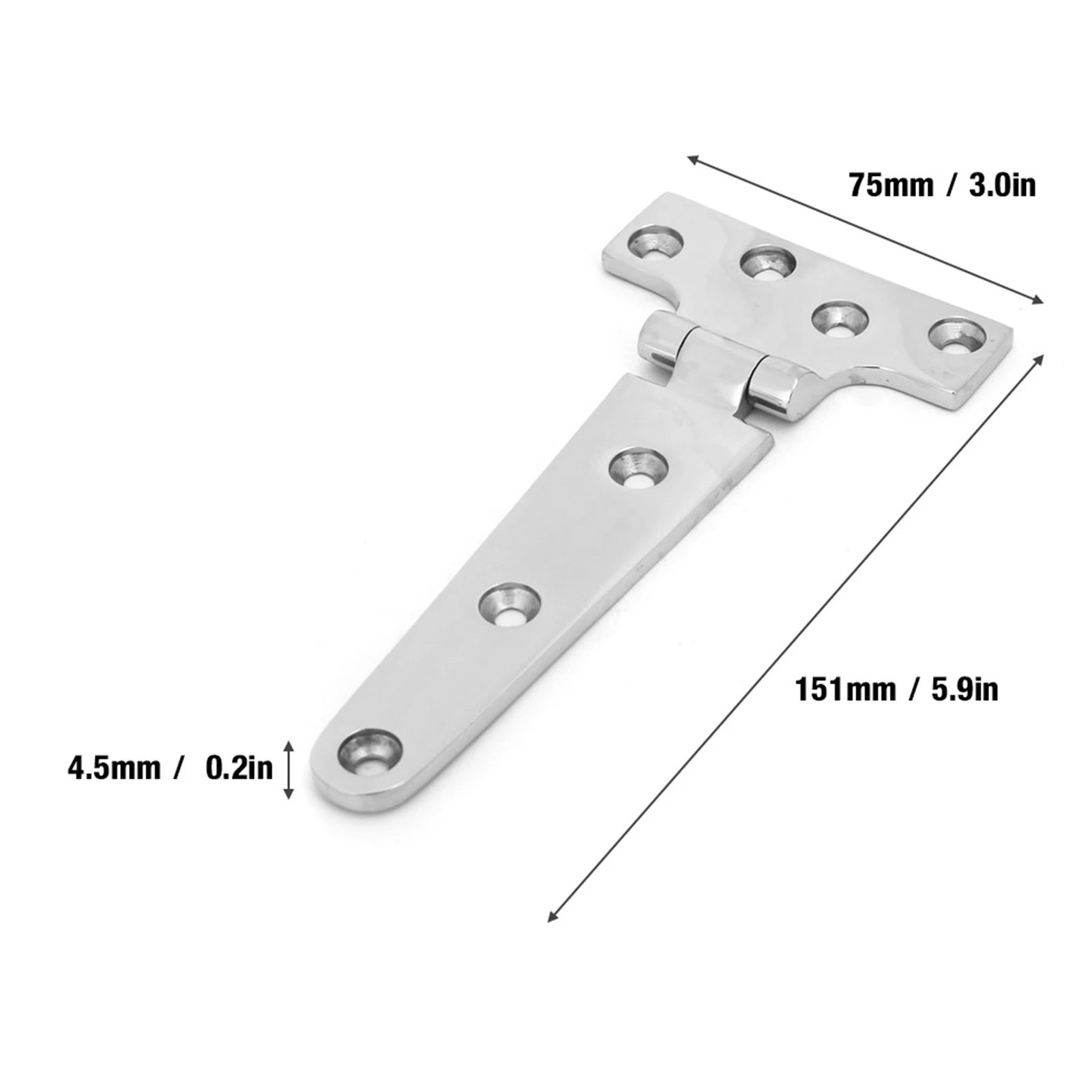T-Type Door Hinge | Thickened Stainless Steel | Heavy-Duty Gate & Door Hardware 151x75mm - Thumbnail 6
