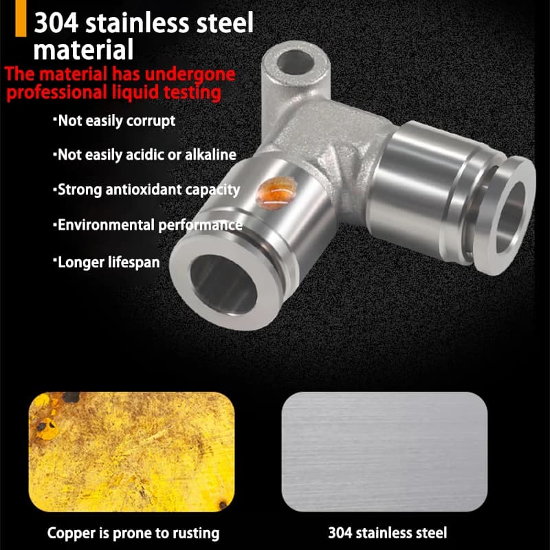Pneumatic Quick-Connect Coupling | 4-16mm Push-to-Connect Air Hose Fittings | Durable Stainless Steel - Thumbnail 4