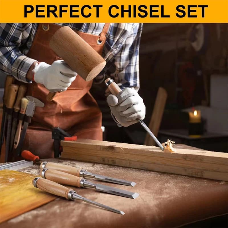 Wood Carving Chisel Set | 6-24mm Ergonomic Hand Tools for Fine Woodworking & DIY - Thumbnail 5