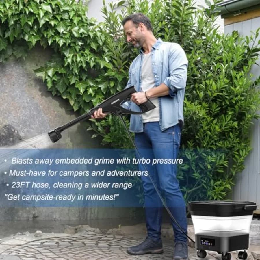 Portable Pressure Washer | 3.4 Gallon Tank & 6-in-1 Nozzle | Home & Car Cleaning - Thumbnail 5