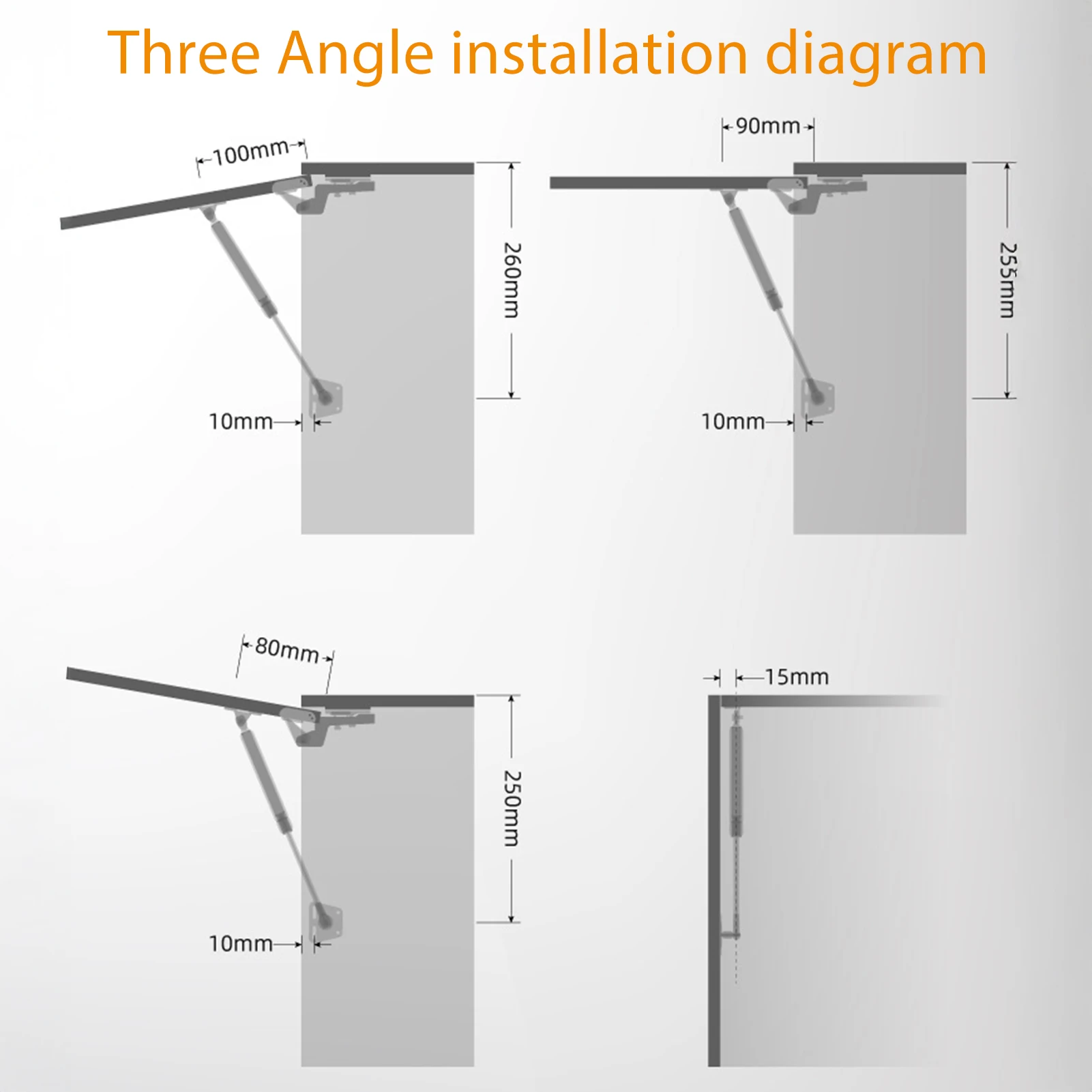 Strut Cabinet Hinge | 200N Lifting Bracket | Telescopic Pole for Heavy-Duty Furniture Doors - Thumbnail 5