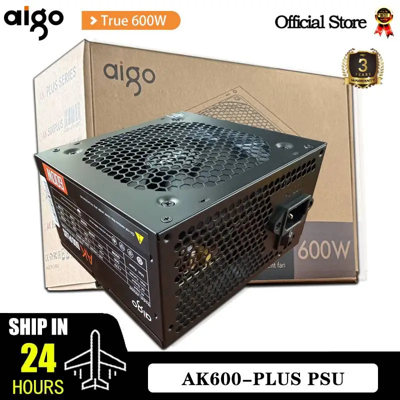 Aigo AK PC PSU Power Supply Unit 500W 600W 700W 800W 1000W Gaming 120mm RGB Fan 220V ATX Desktop computer Power Supply for BTC - Thumbnail 4