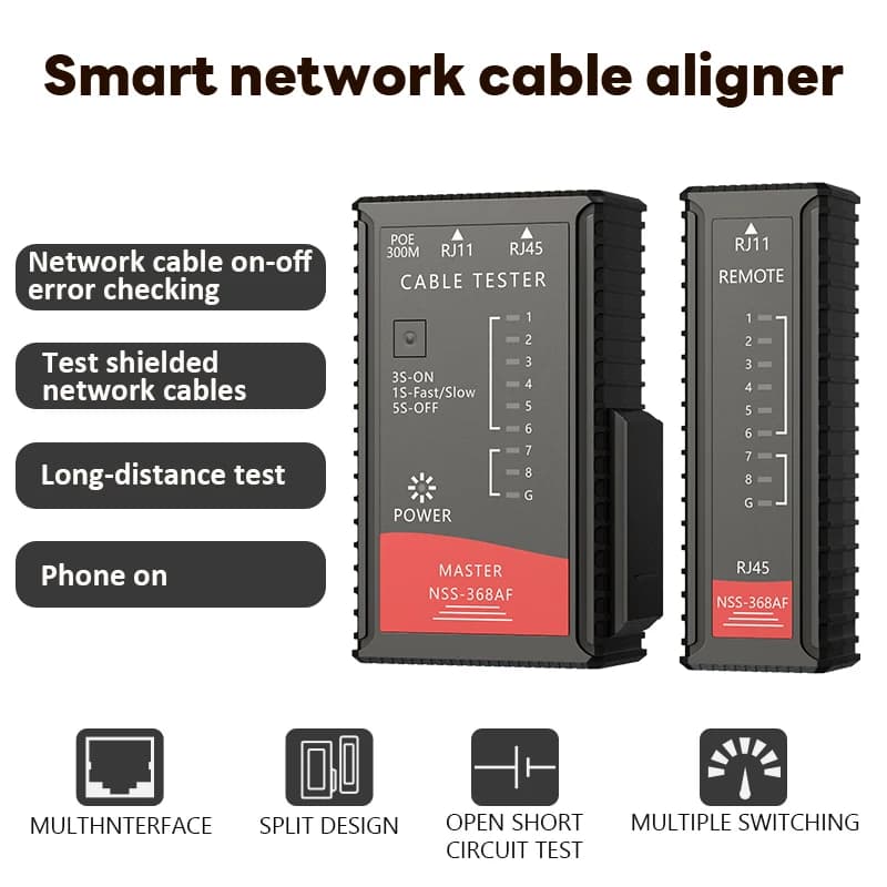 LAN Cable Tester | POE Burn-Proof | RJ45 RJ11 CAT5 UTP Network Tool - Thumbnail 2