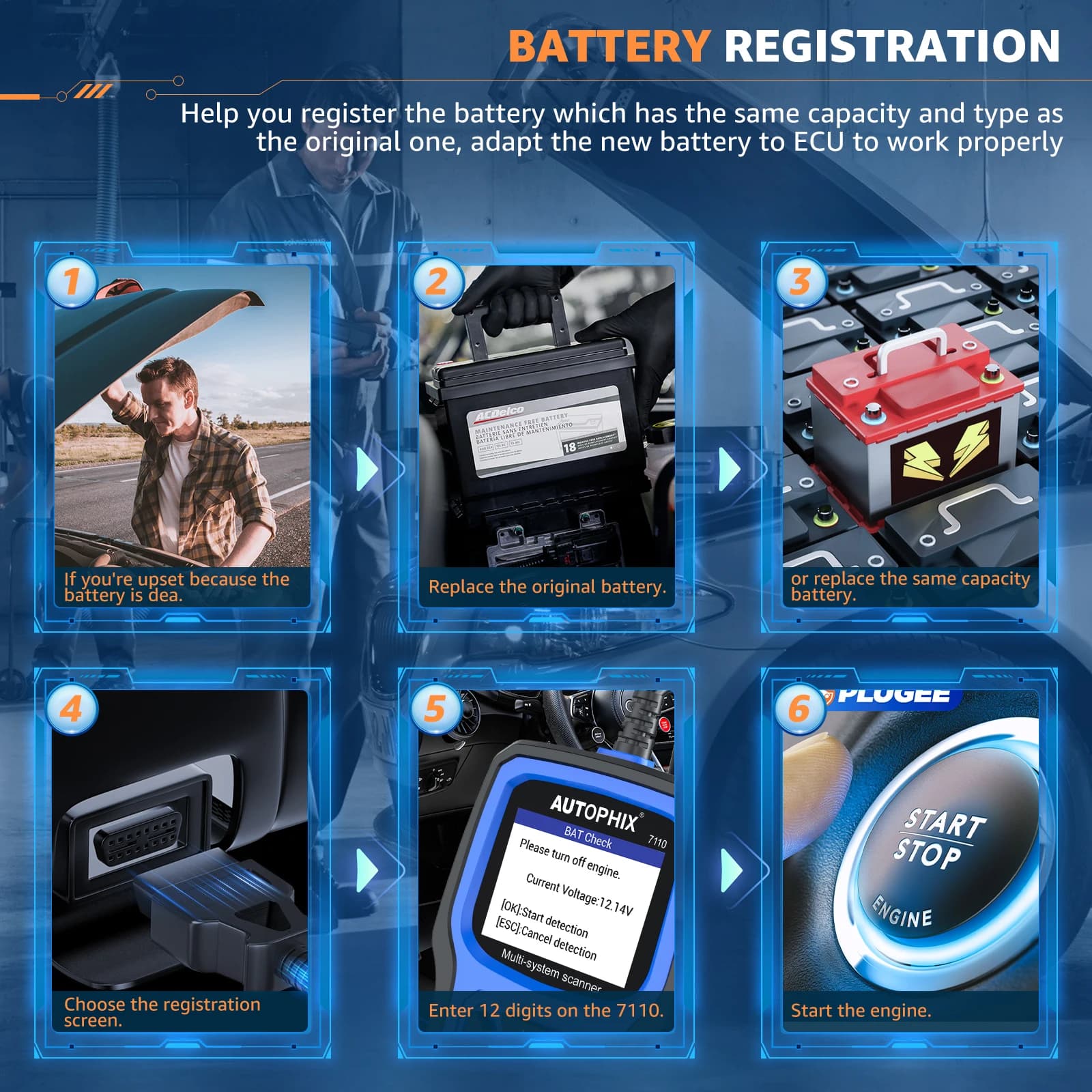 7110 Volvo Diagnostic Scanner | EPB ABS SRS Oil Reset Tool | Full System Code Reader - Thumbnail 3