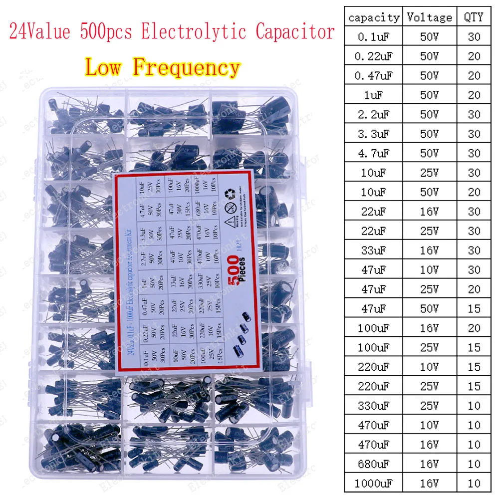 Electrolytic Capacitor Assortment Kit | 16V-400V | 1uF-1500uF | DIP & SMD - Thumbnail 5