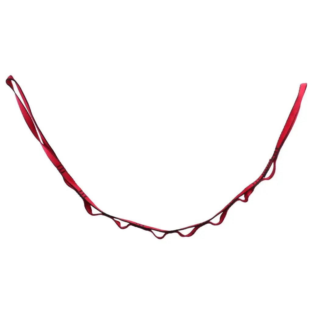 23KN Daisy Chain Webbing Sling for rock climbing and tree work, showing the full 110cm length with reinforced loops and durable stitching.
