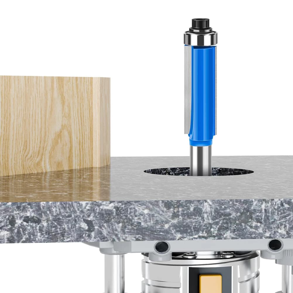 Set of 1-4 double-edged TCT trimming cutters with 6mm or 1/4-inch shanks for woodworking and acrylic milling.