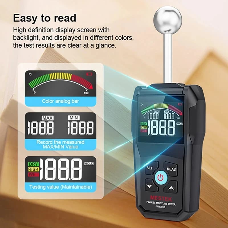 Non-Contact Wood Moisture Detector: Digital Hygrometer for Non-Destructive Timber Testing - Thumbnail 2