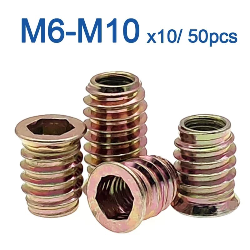 Socket Insert Nuts | Zinc Alloy Iron Construction | For Wood Furniture Hardware - Thumbnail 2