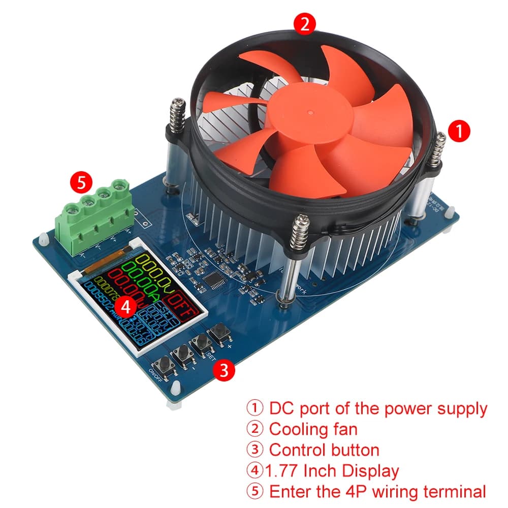 150W DC Electronic Load Tester | 4-Wire Battery Analyzer & Discharger | US Plug - Thumbnail 3