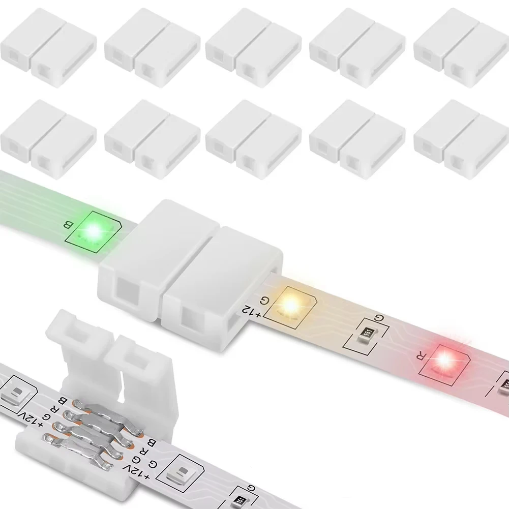 L-Shape LED Strip Connectors | 10-Pack for 5050/3528 RGB | Solderless Corner Installation - Thumbnail 2