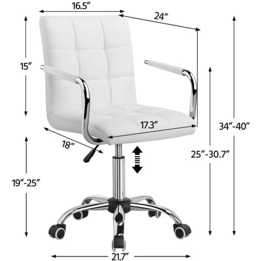 White Office Chair | PU Leather Midback Design | 360° Swivel Rolling Desk Chair - Thumbnail 3