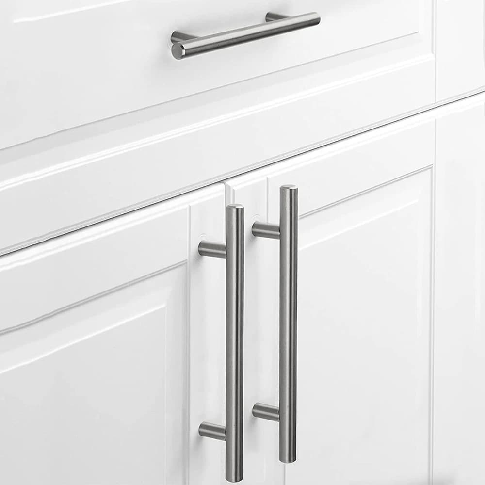 T-Bar Wardrobe Pulls | Black & Silver Stainless Steel | Long Cabinet Drawer Handles - Thumbnail 5