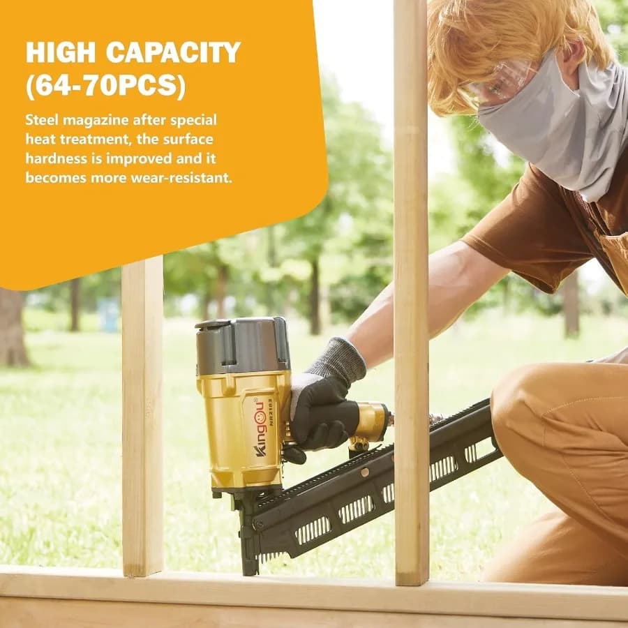 21 Degree Framing Nail Gun | Steel Magazine Pneumatic | NR2183 for Heavy-Duty Construction - Thumbnail 5