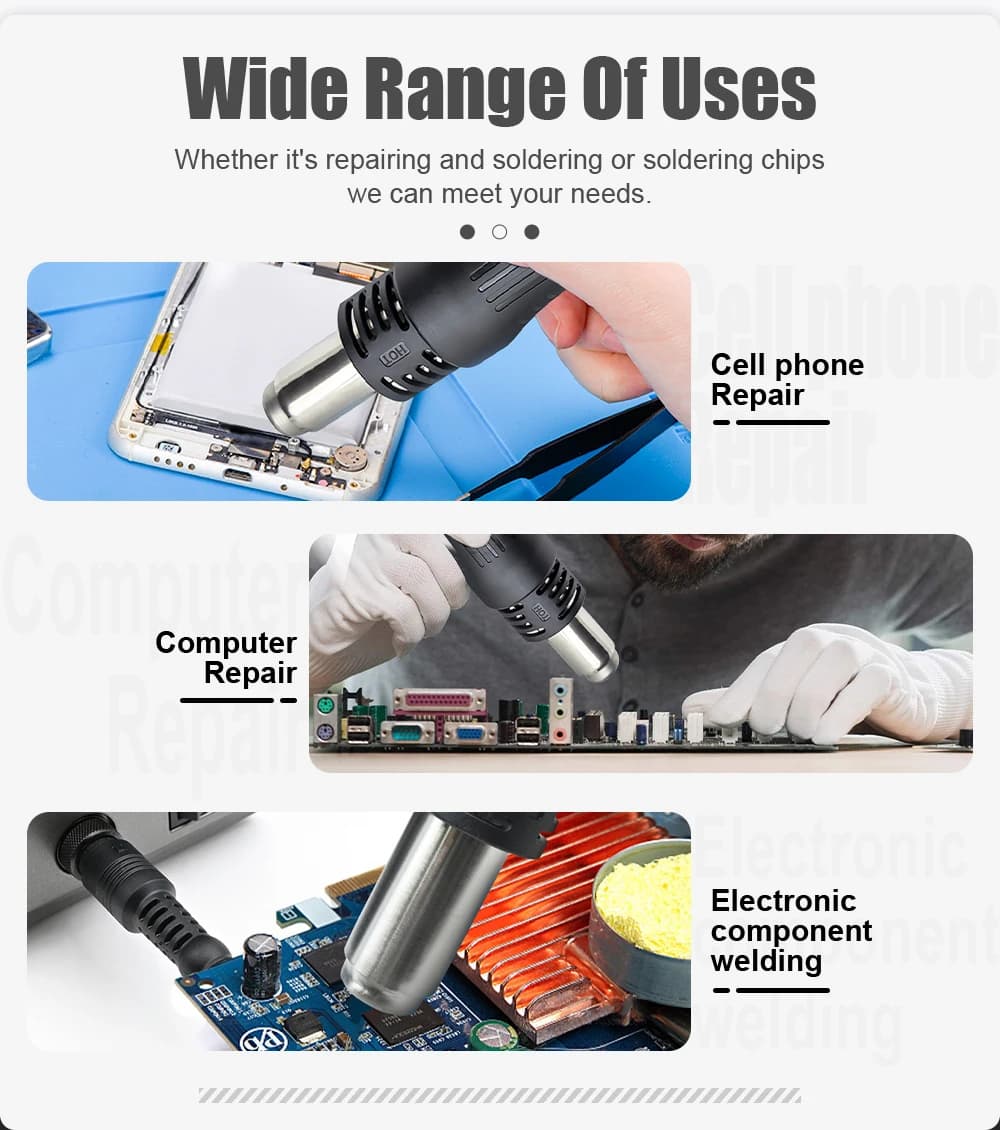 750W Soldering & Rework Station | Dual Digital Display Hot Air Gun | SMD Welding Tool - Thumbnail 4