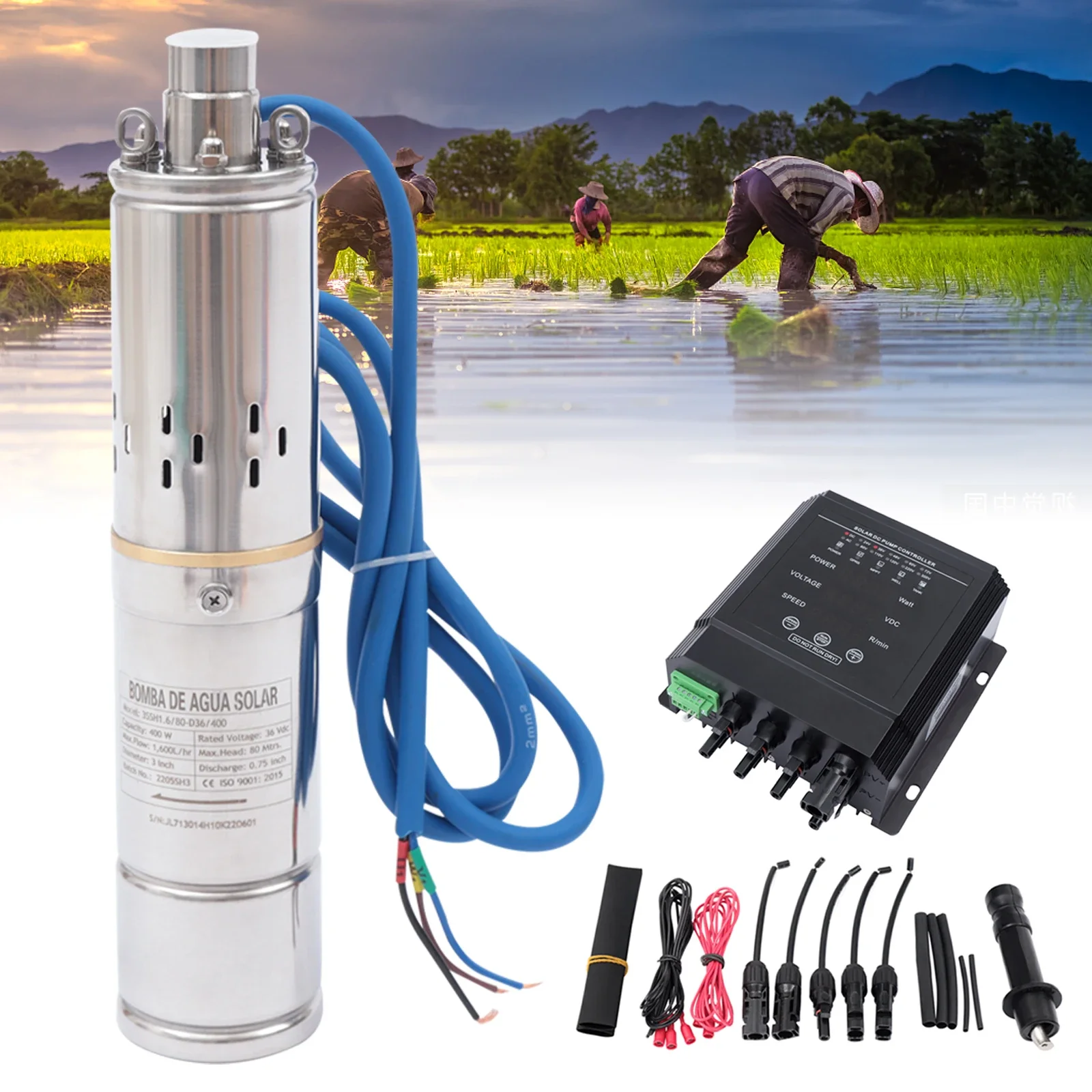 High-Performance Solar Pump | 400W 80m Deep Well Submersible | DC 36V + MPPT - Thumbnail 4