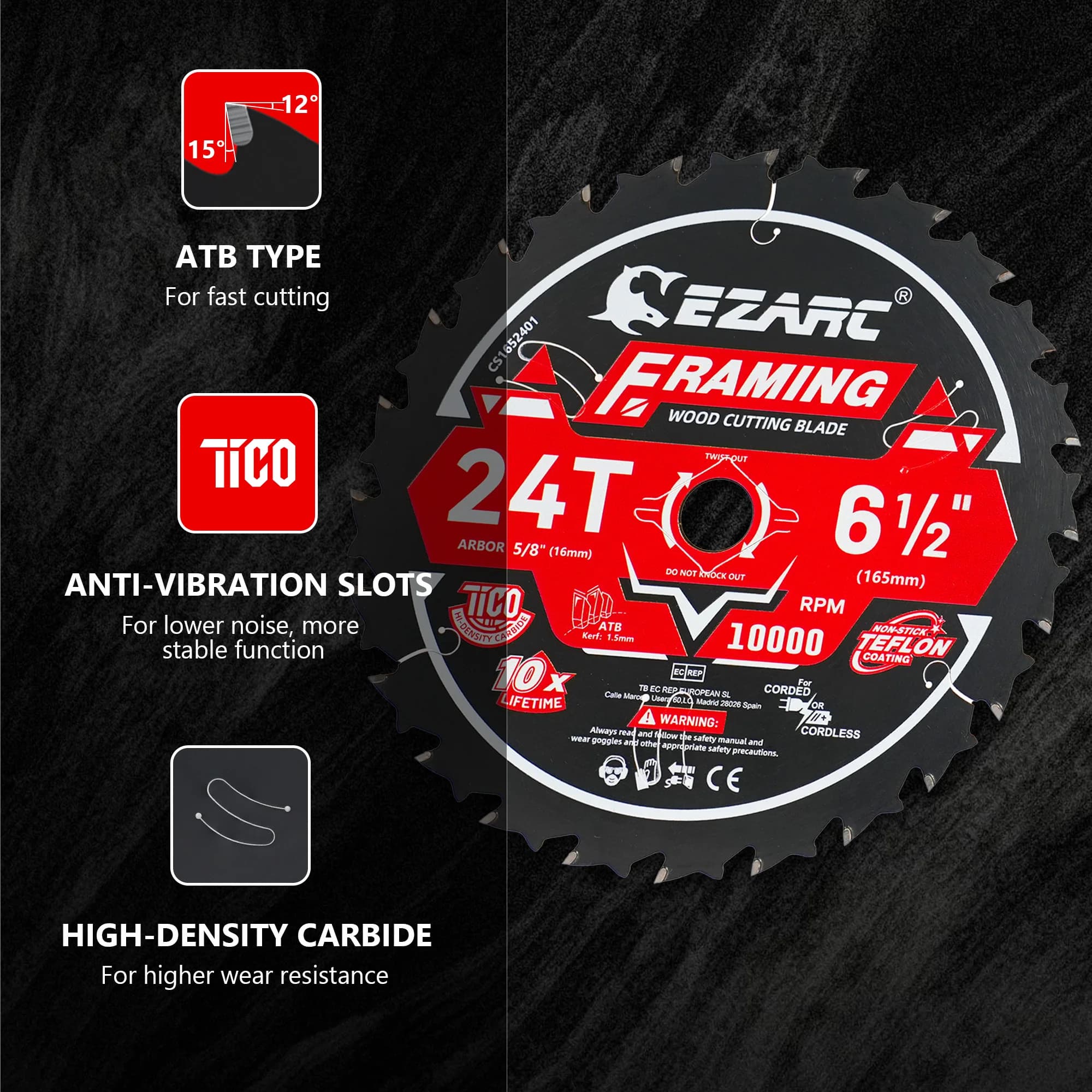 Framing Saw Blades | 6-1/2 Inch | Ultra-Thin 1.5mm Kerf for Wood & Nail-Embedded Cuts - Thumbnail 3