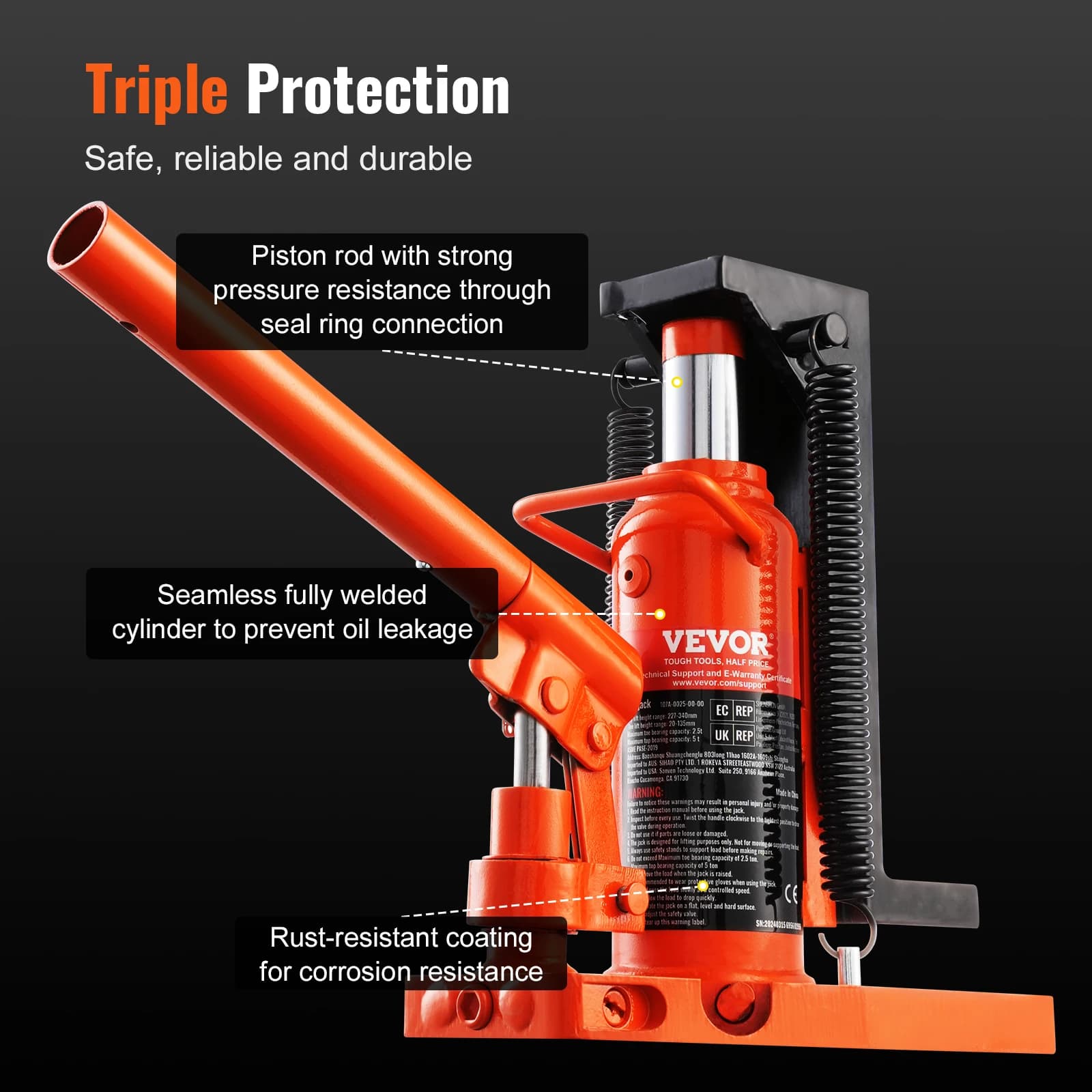 SucceBuy Hydraulic Toe Jack 2.5 Ton On Toe Toe Jack Lift 5 Ton Top Lift Capacity Machine Jack 0.8-5.3 in Toe Height 8.9-13.4 Top - Thumbnail 5