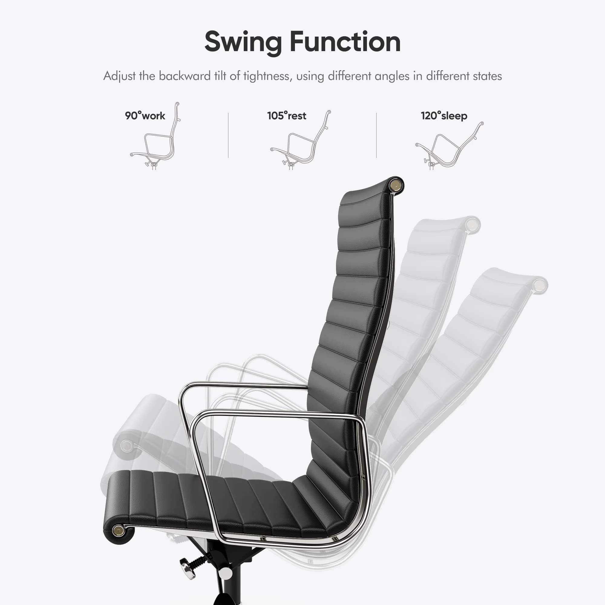 Genuine Leather Office Chair | High-Back Ergonomic Design | Adjustable Swivel Executive Chair - Thumbnail 5