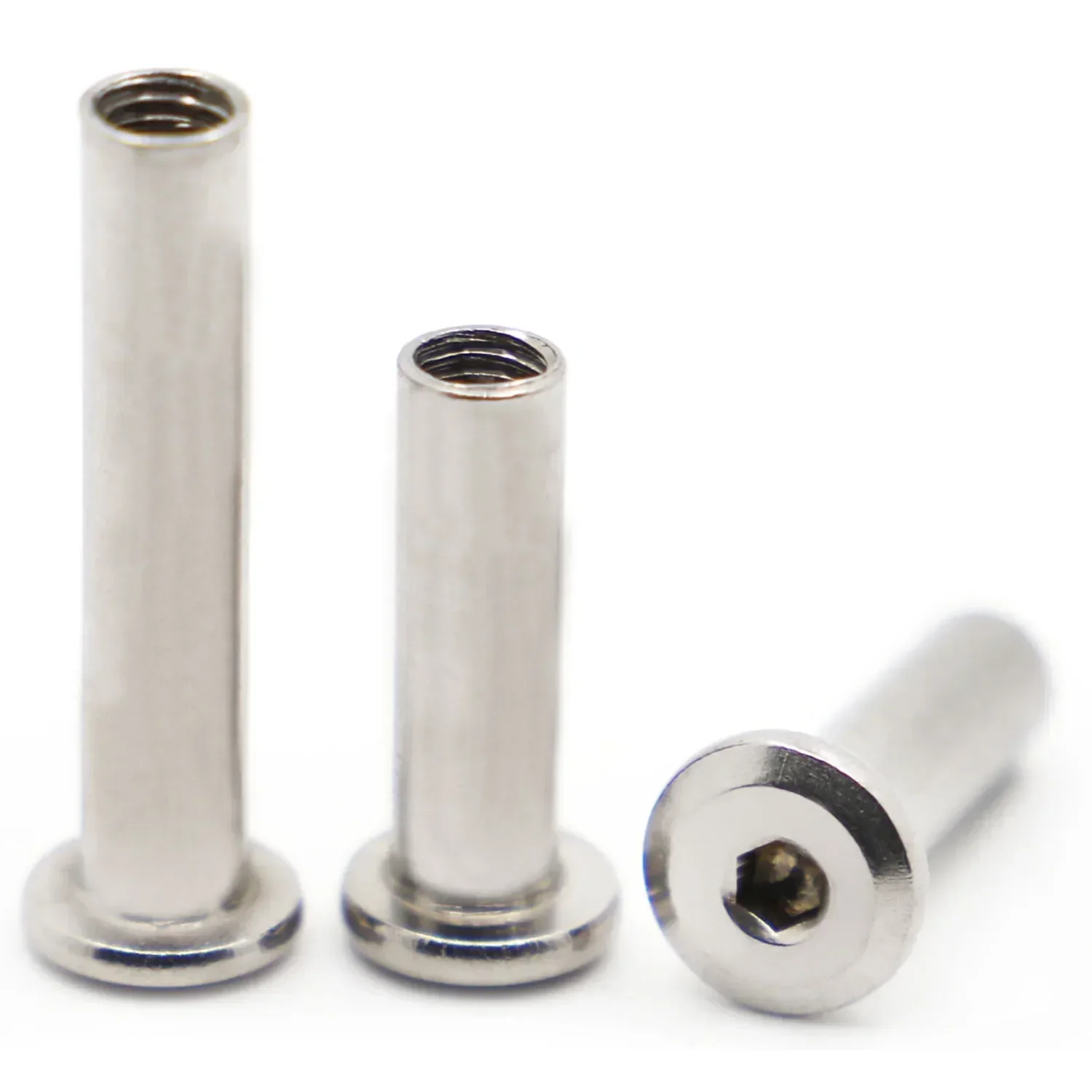 304 Stainless Steel Sleeve Nuts | L=6-50mm M3-M10 Hex Socket | Furniture Rivet Connector - Thumbnail 2