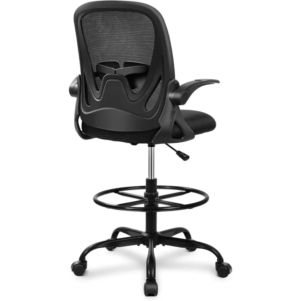 Office Chair with Footrest Ring | Ergonomic Desk Chair & Flip-Up Armrests | Adjustable Lumbar Support - Thumbnail 6