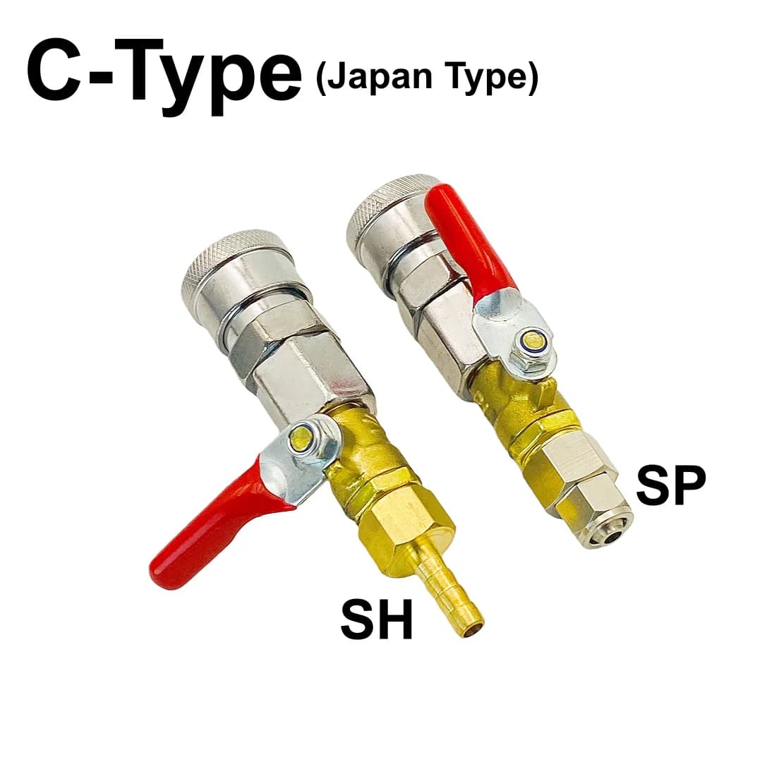 Pneumatic Quick-Connect Coupler | C-Type with Valve | SH SP10/20/30/40 Fittings - Thumbnail 2