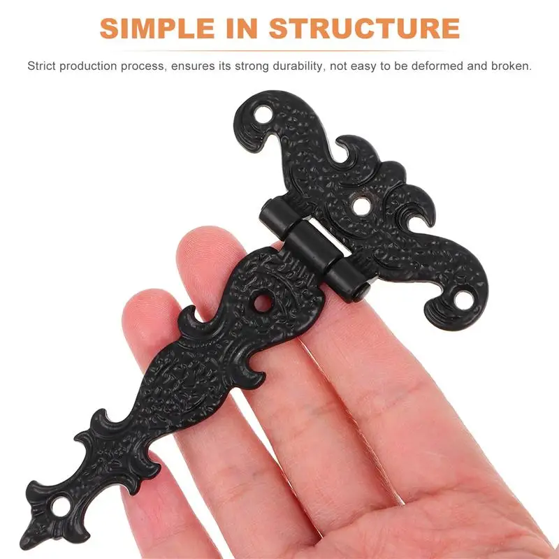Decor Door Hinges | 4 Pcs European Style | Wooden Suitcase & Cabinet Black Hinges - Thumbnail 2