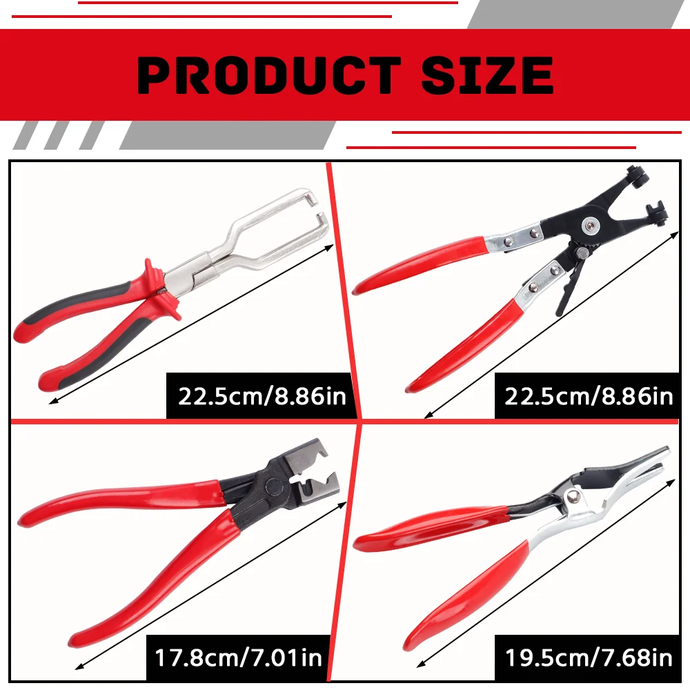 Hose Clamp Pliers Set | 4-Piece Labor-Saving Auto Repair Tool Kit - Thumbnail 2