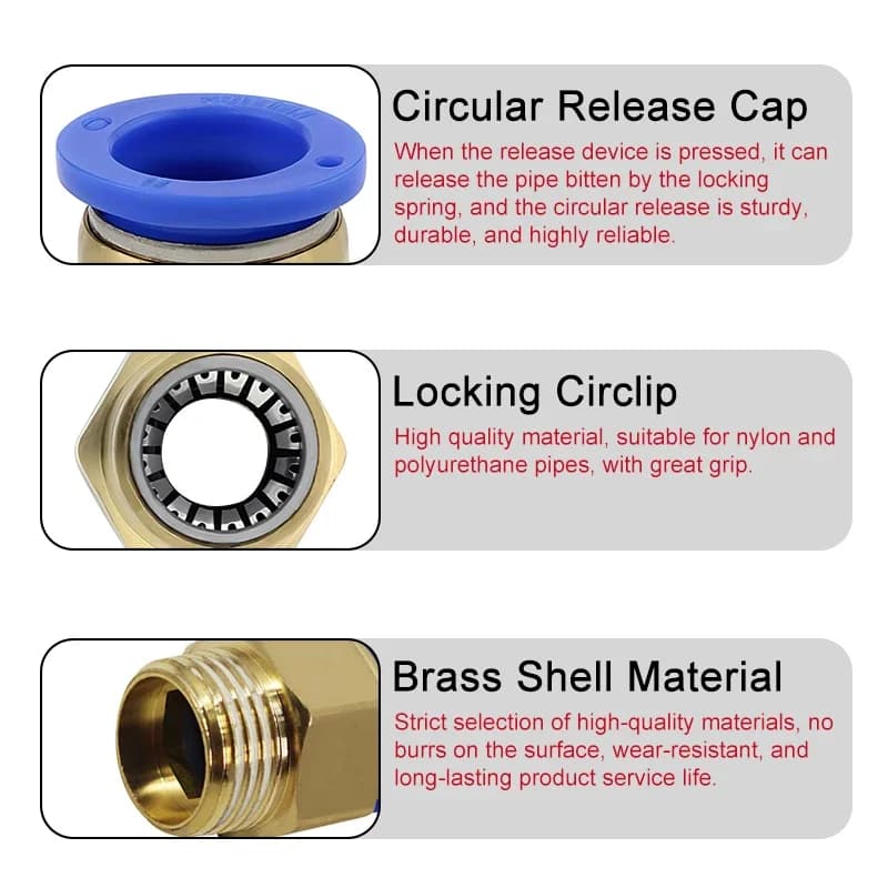 Pneumatic Quick-Connect Fittings | 4mm-12mm Sizes | 1/4 to 1/2 NPT Thread | Industrial-Grade Air Hose Connectors - Thumbnail 4