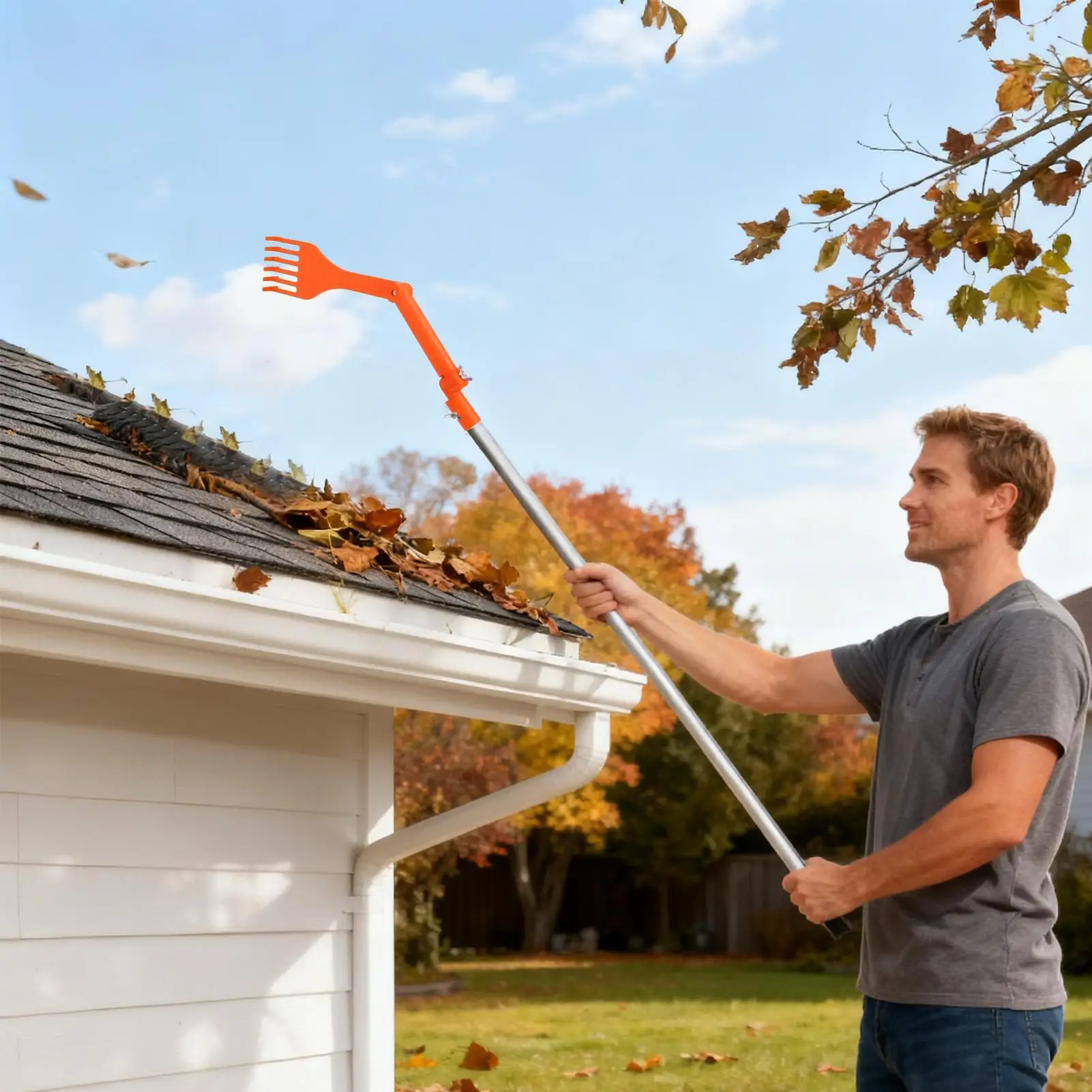 Reach Gutter Cleaner Tool | Portable Roof & Drain Brush | For Leaves & Debris Removal - Thumbnail 3