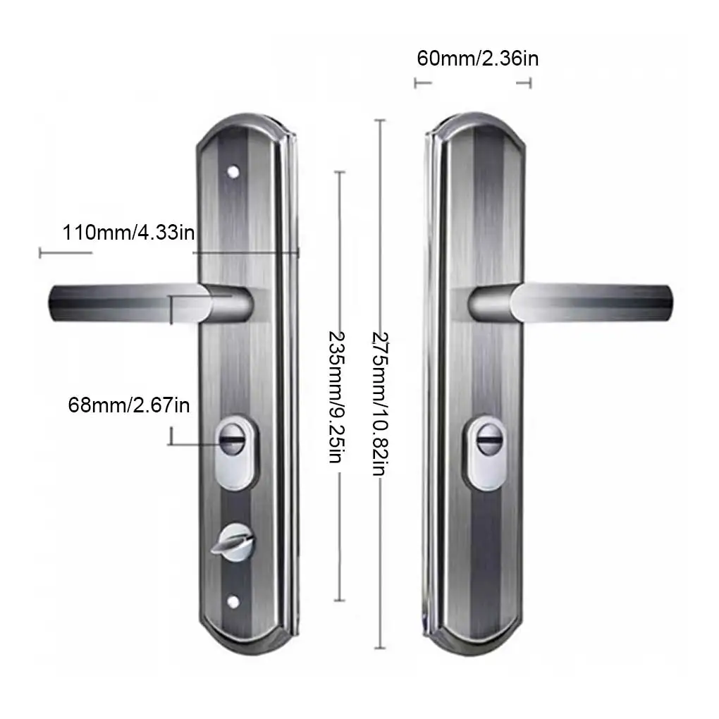 Door Handle Entry Lever | Stainless Steel Lock Panel | 1 Pair for Entry Door - Thumbnail 7