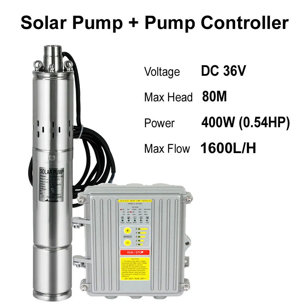 Water Pump Kit | 400W DC 36V Deep Well Submersible | with MPPT Controller - Thumbnail 2