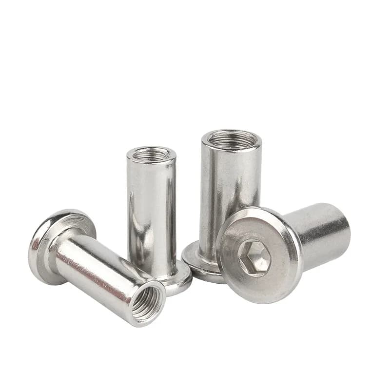 304 Stainless Steel Insert Nuts | Flat Hex Socket | Furniture Rivet Connector - Thumbnail 5
