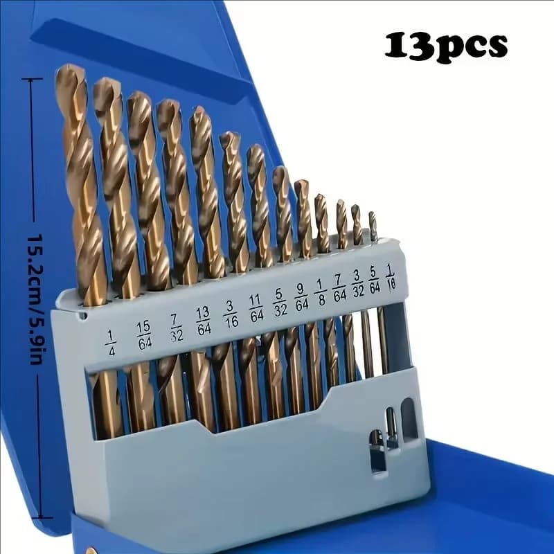 13-Piece Cobalt Drill Bit Set | M35 High-Speed Steel | For Metal, Steel & Wood - Thumbnail 2