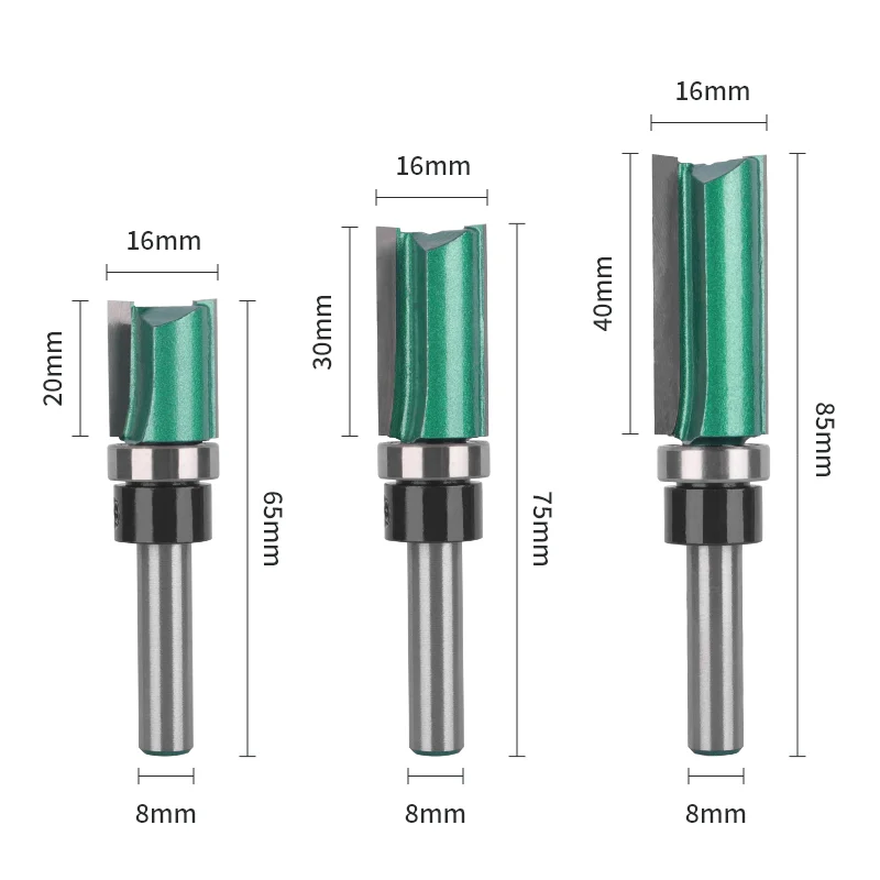 Flush Trim Router Bit | D16MM Pattern Face Mill | 8MM Shank Carbide Cutter - Thumbnail 4