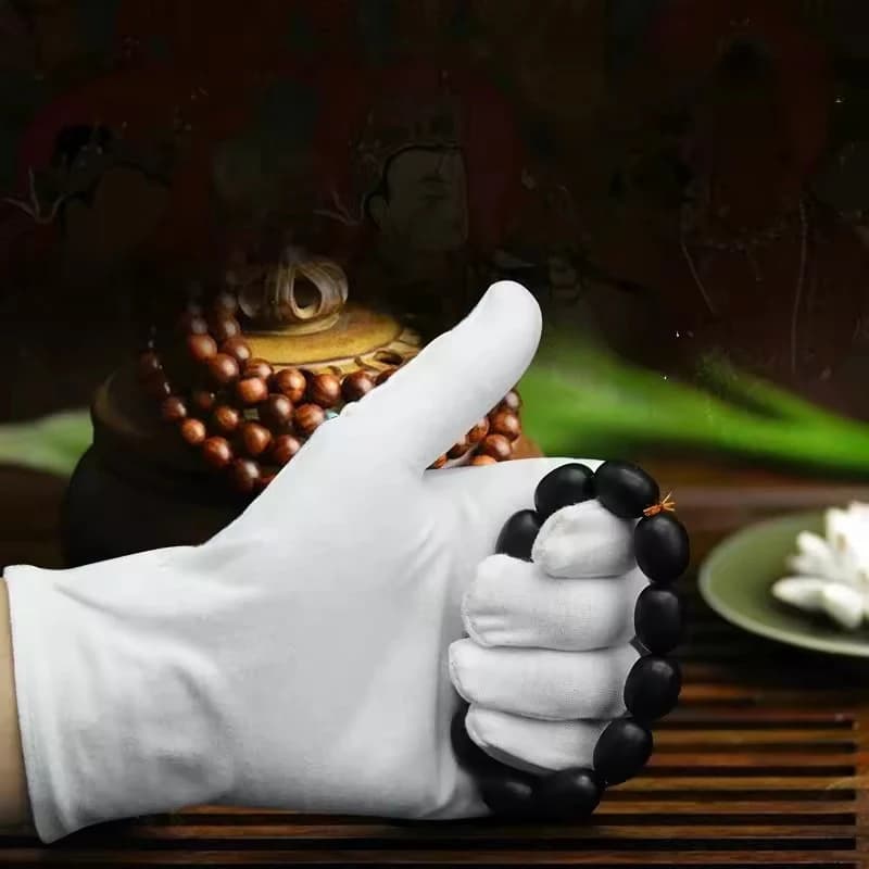 Cotton Work Gloves | Full Finger Protection | For Servers, Jewelry & Precision Tasks - Thumbnail 5