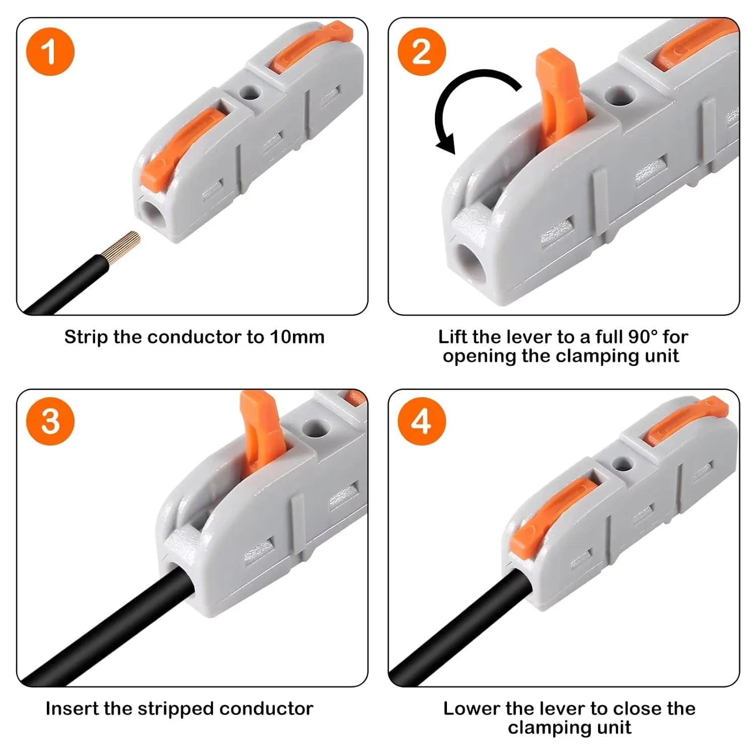 Lever-Action Wire Connectors | 20, 34, or 50-Piece Kit | Quick-Splice Electrical Terminals - Thumbnail 3