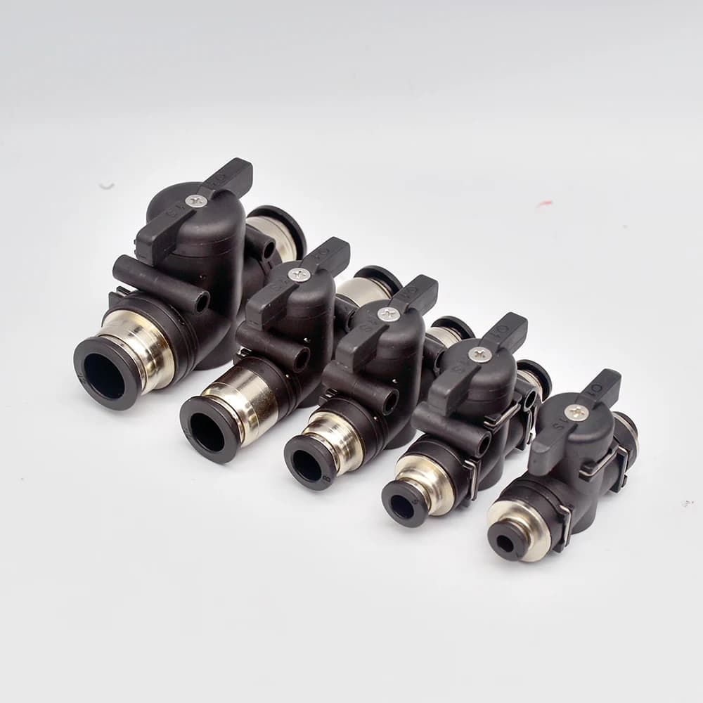 BUC 4mm 6mm 8mm 10mm 12mm Black Pneumatic Push In Quick Joint Connector Hand Valve To Turn Switch Manual Ball Current Limiting - Thumbnail 2