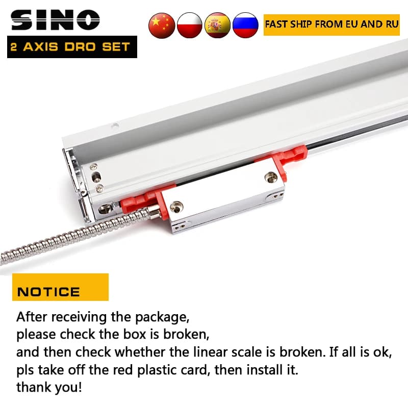 SINO 3 Axis Digital Readout Display Sets DRO with 3pcs Greating Glass Linear Scales Ruler Encoder Sensor for Milling Lathe - Thumbnail 4