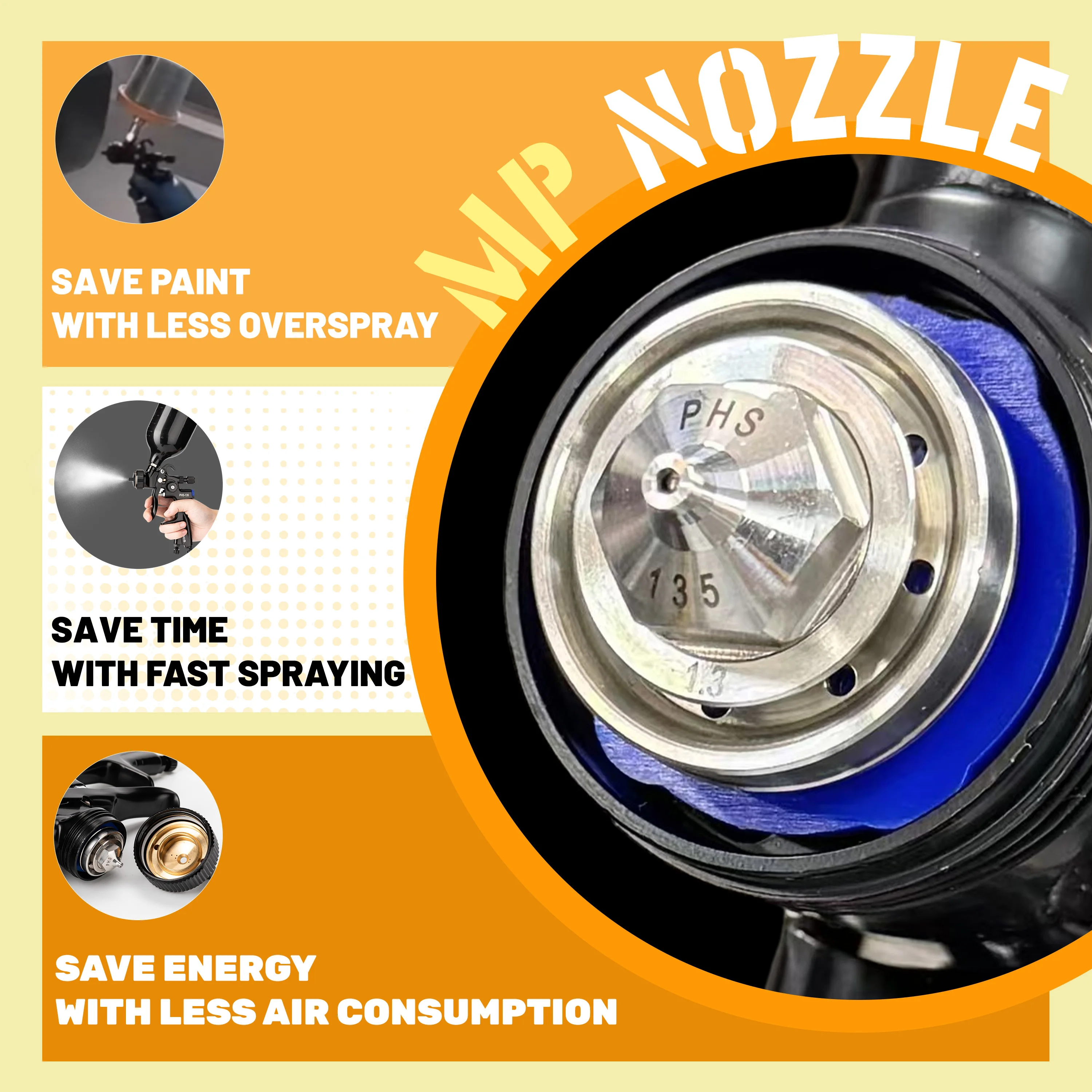 Car Painting Spray Gun | 1.3mm & 1.8mm Nozzle | For Automotive Repair & Air Tools - Thumbnail 6