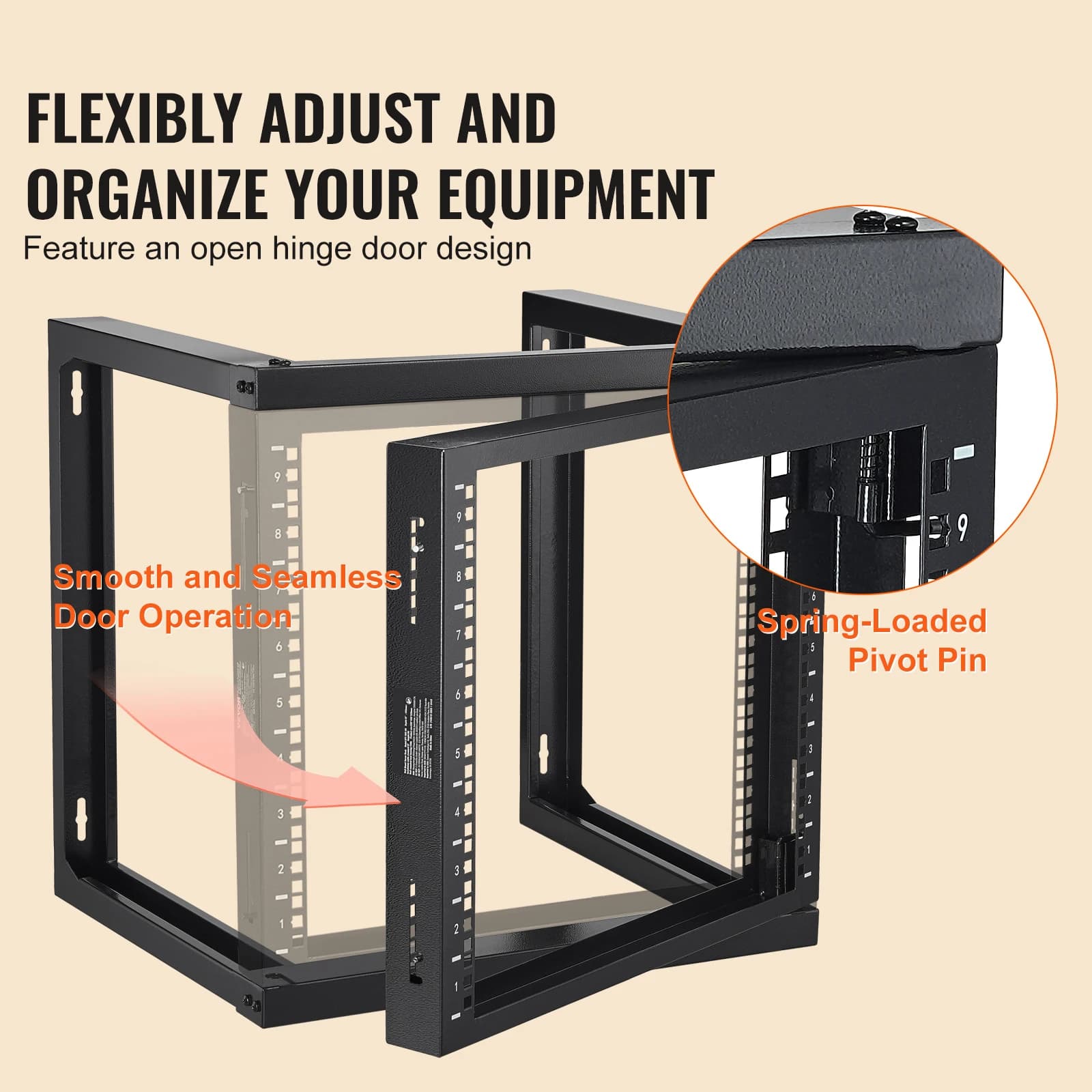 9U Open-Frame Server Rack | 150lb Heavy-Duty Wall Mount | IT Network Equipment Enclosure - Thumbnail 2